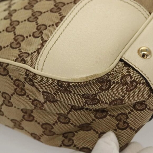 GUCCI GG Canvas Web Sherry Line Pretty Tote Bag Beige Gold 163805 Auth BA4357 - Picture 4 of 16